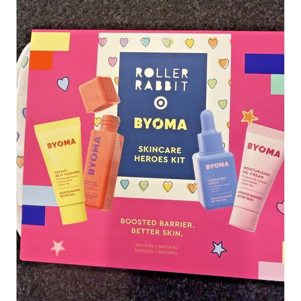 Roller Rabbit x Target BYOMA Disco Hearts Skincare Set 5pc Travel Kit NEW